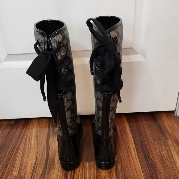 COACH Tristee Logo Lace-Up Rain Boots - Picture 3 of 7